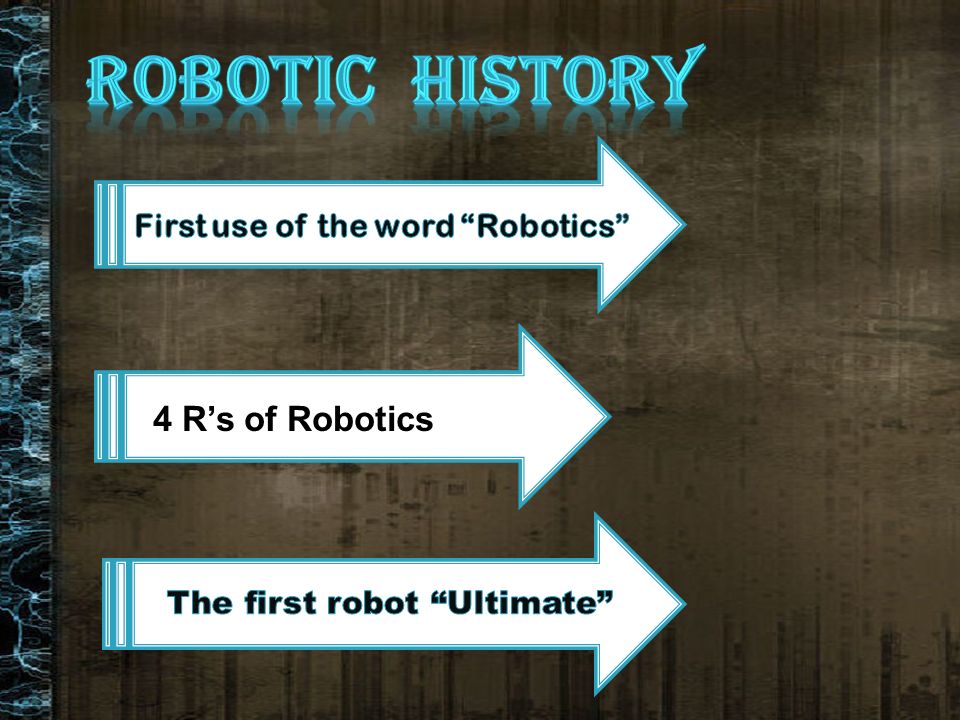 First use of the word Robotics The first robot Ultimate