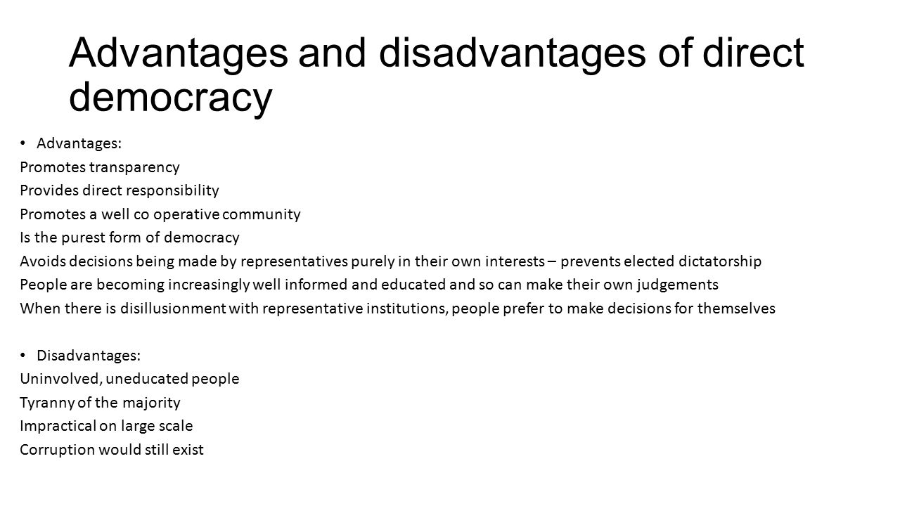 advantages and disadvantages of direct democracy
