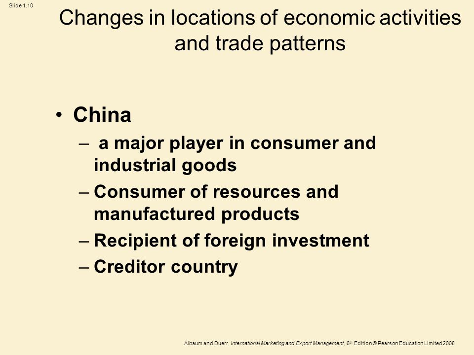 Changes in locations of economic activities and trade patterns