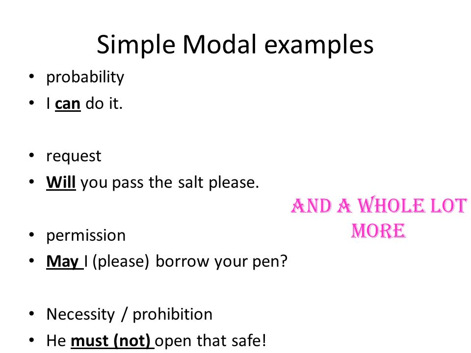 Simple Modal examples And a whole lot more probability I can do it.