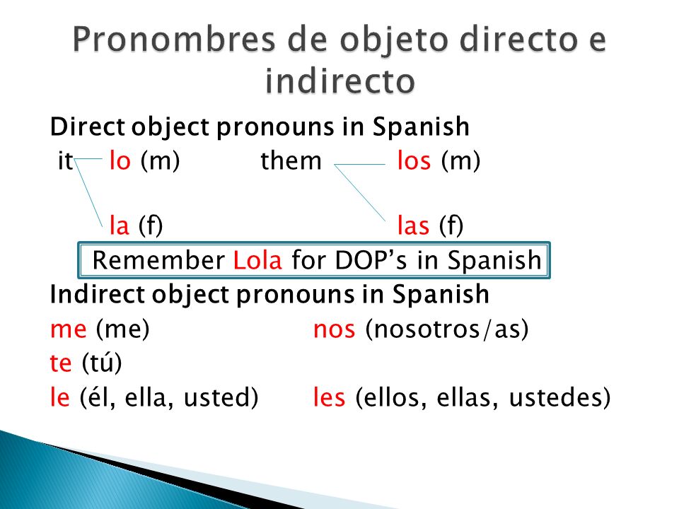 Pronombres de objeto directo e indirecto