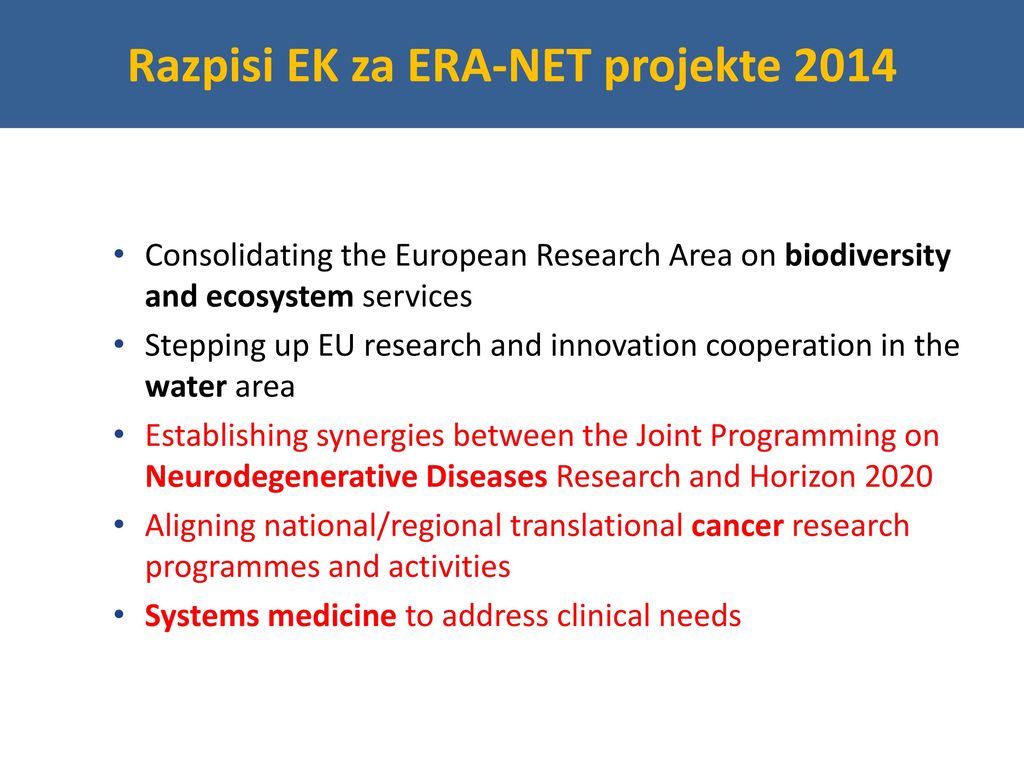 Razpisi EK za ERA-NET projekte 2014