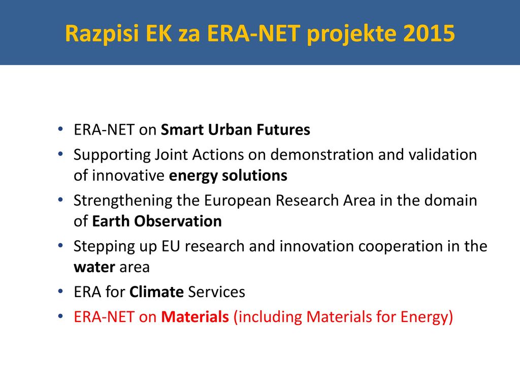 Razpisi EK za ERA-NET projekte 2015