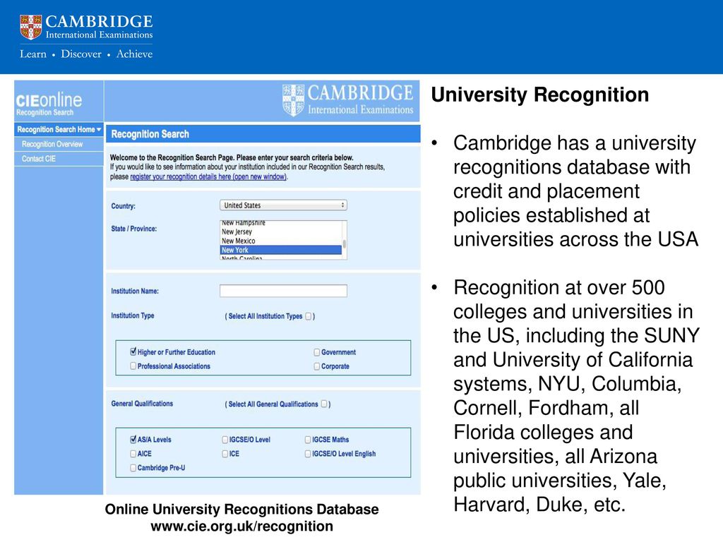 Online University Recognitions Database