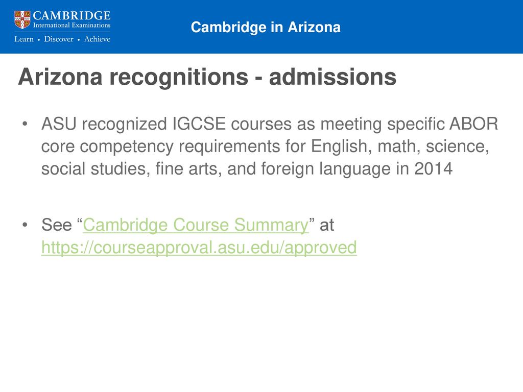 Arizona recognitions - admissions