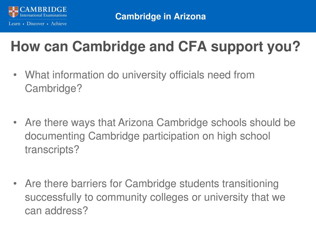 How can Cambridge and CFA support you