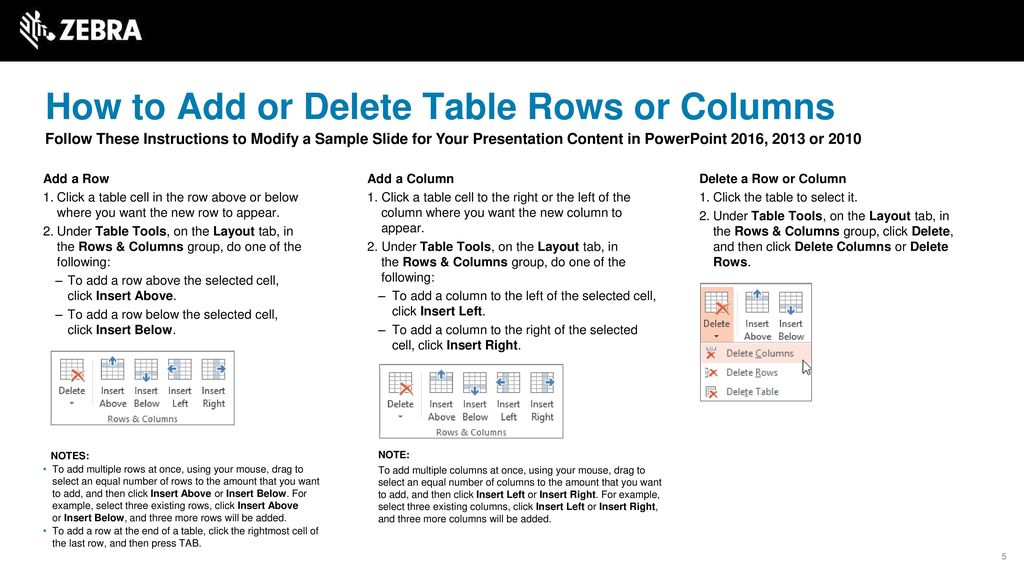 How to Add or Delete Table Rows or Columns