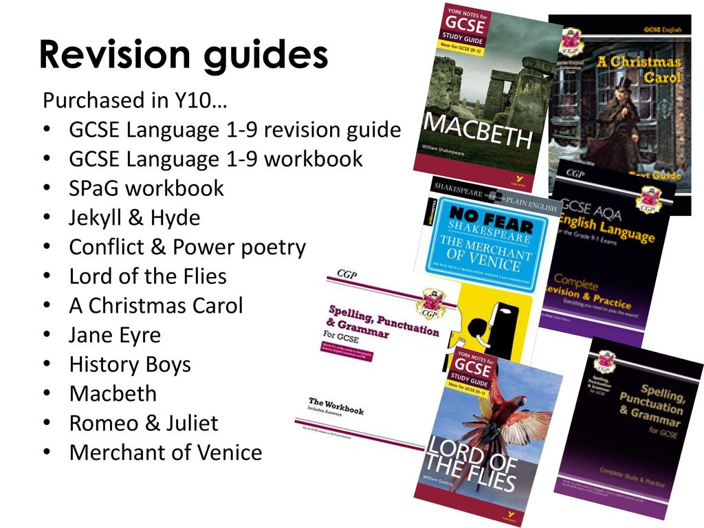 Revision guides Purchased in Y10… GCSE Language 1-9 revision guide