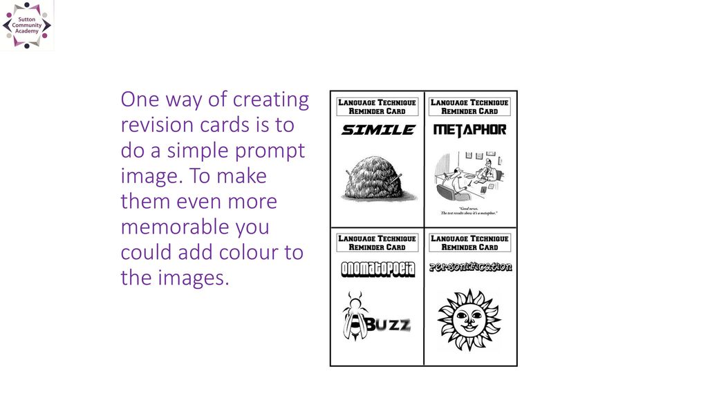 One way of creating revision cards is to do a simple prompt image