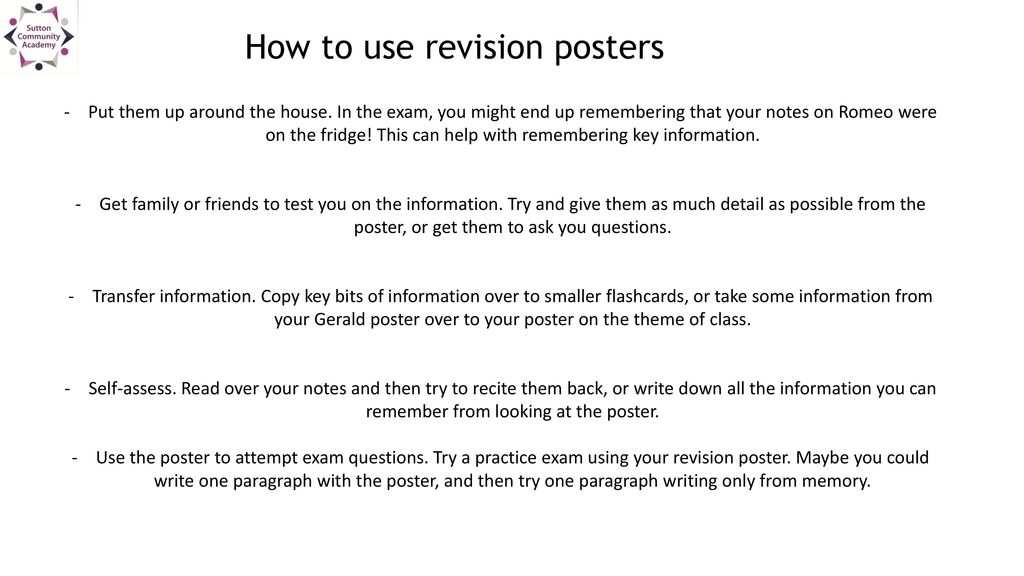 How to use revision posters