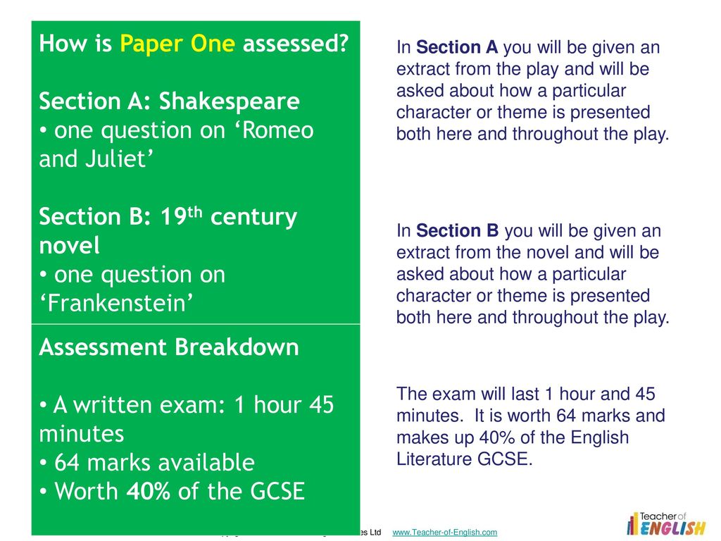 How is Paper One assessed Section A: Shakespeare
