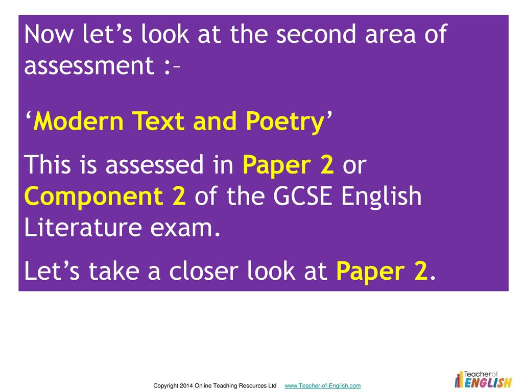 Now let’s look at the second area of assessment :–