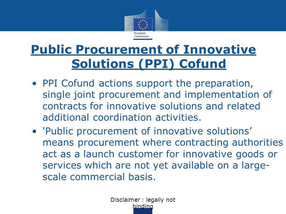 Public Procurement of Innovative Solutions (PPI) Cofund
