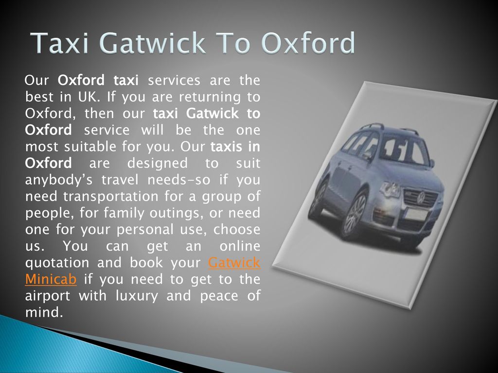 Taxi Gatwick To Oxford