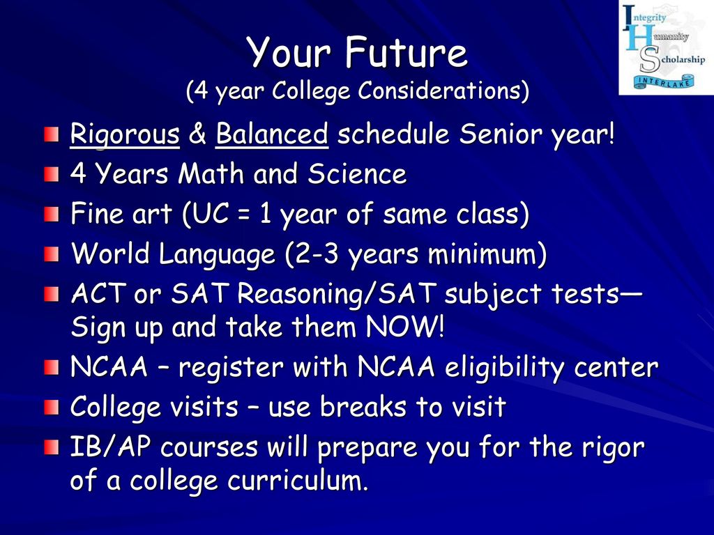 Your Future (4 year College Considerations)