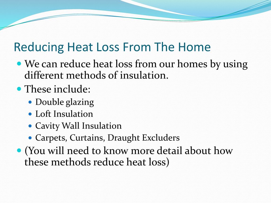 Reducing Heat Loss From The Home