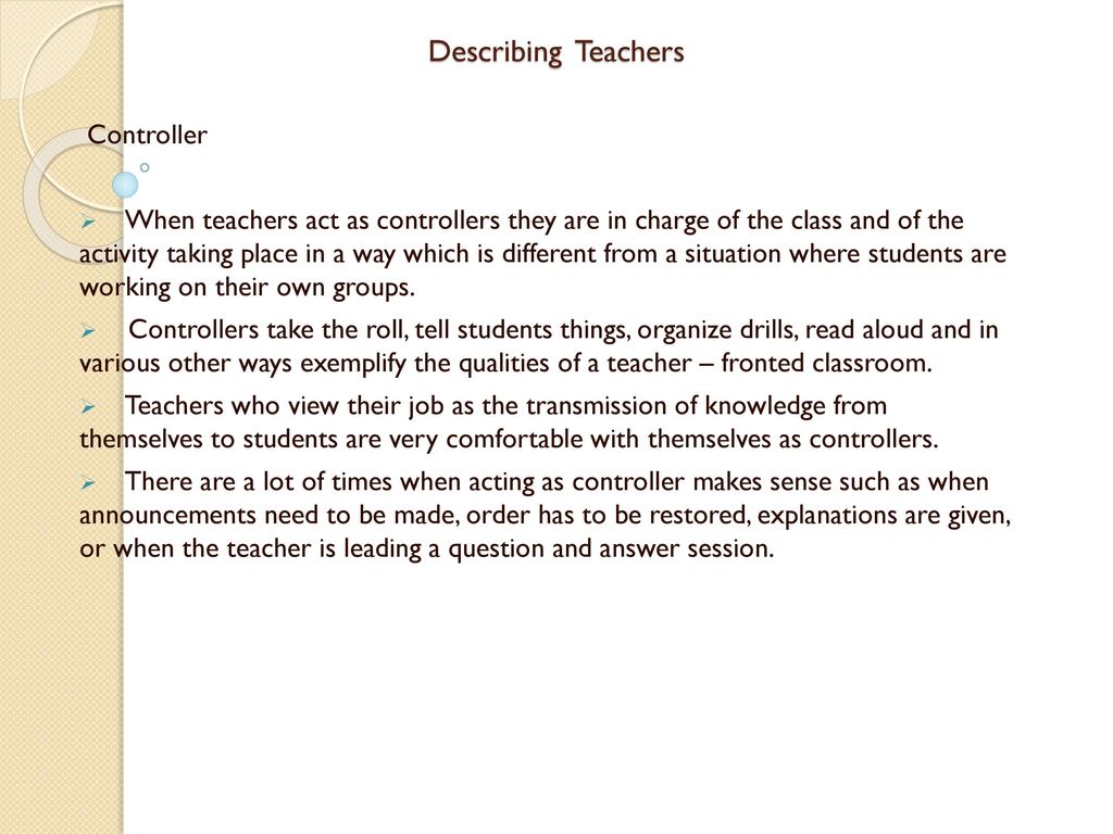 Describing Teachers Controller