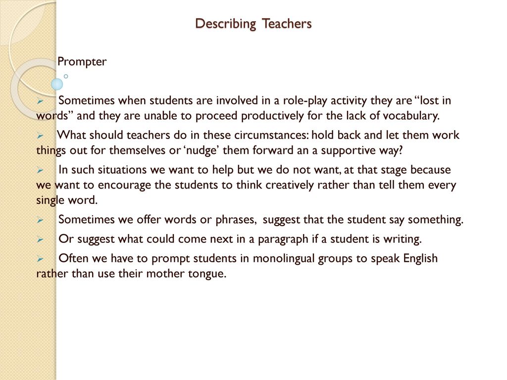 Describing Teachers Prompter