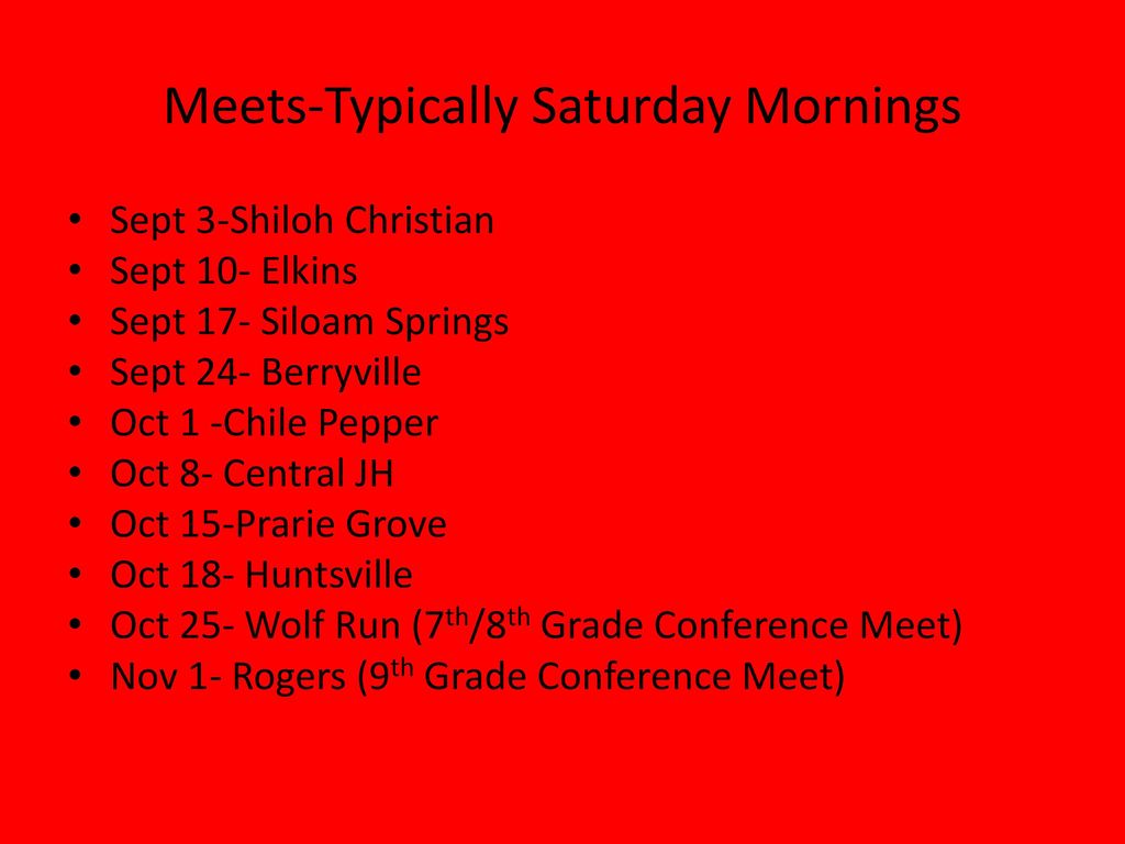 Meets-Typically Saturday Mornings