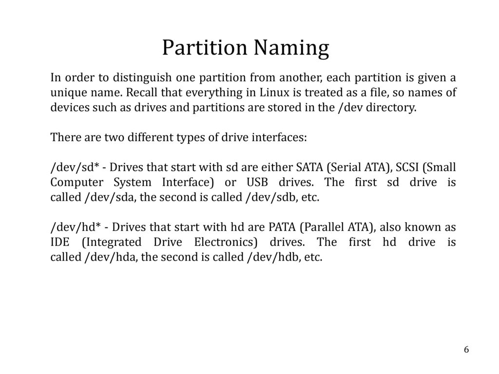 Partition Naming