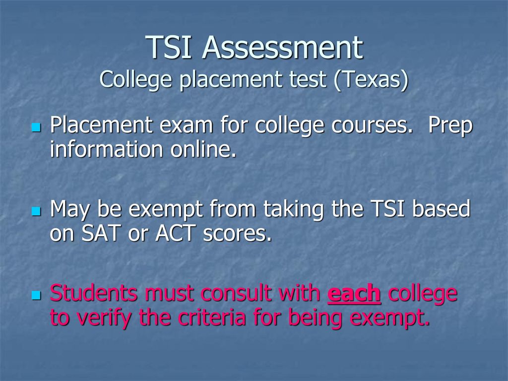 TSI Assessment College placement test (Texas)