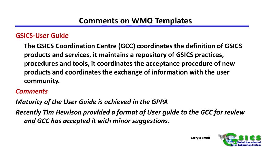 Comments on WMO Templates