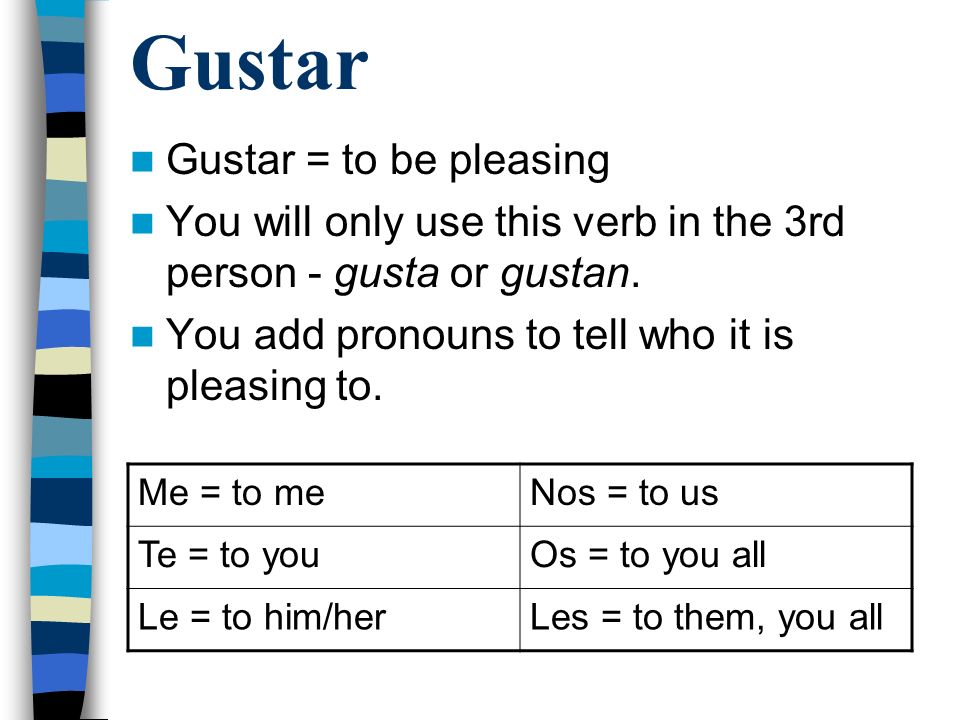 Gustar Gustar = to be pleasing