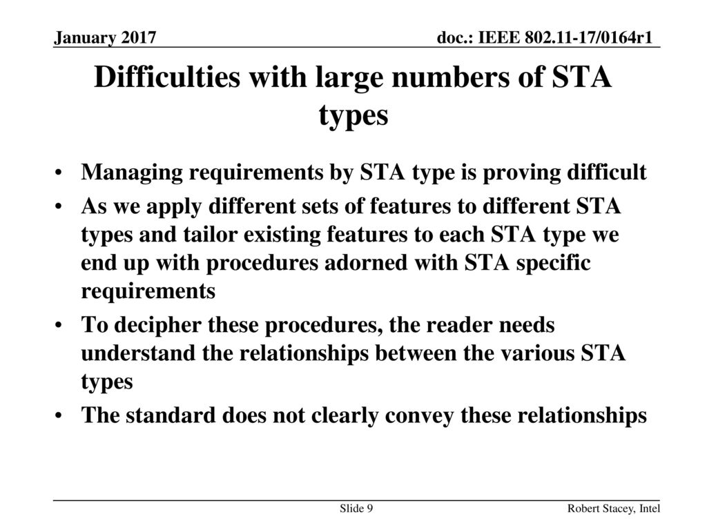 Difficulties with large numbers of STA types