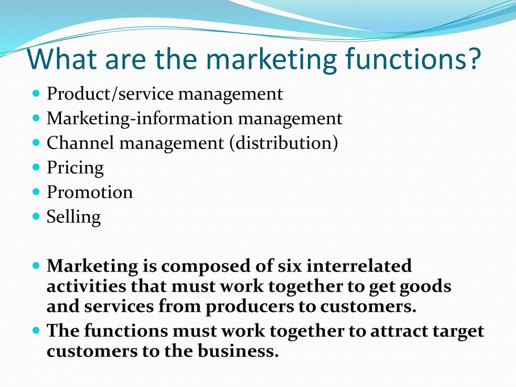 What are the marketing functions