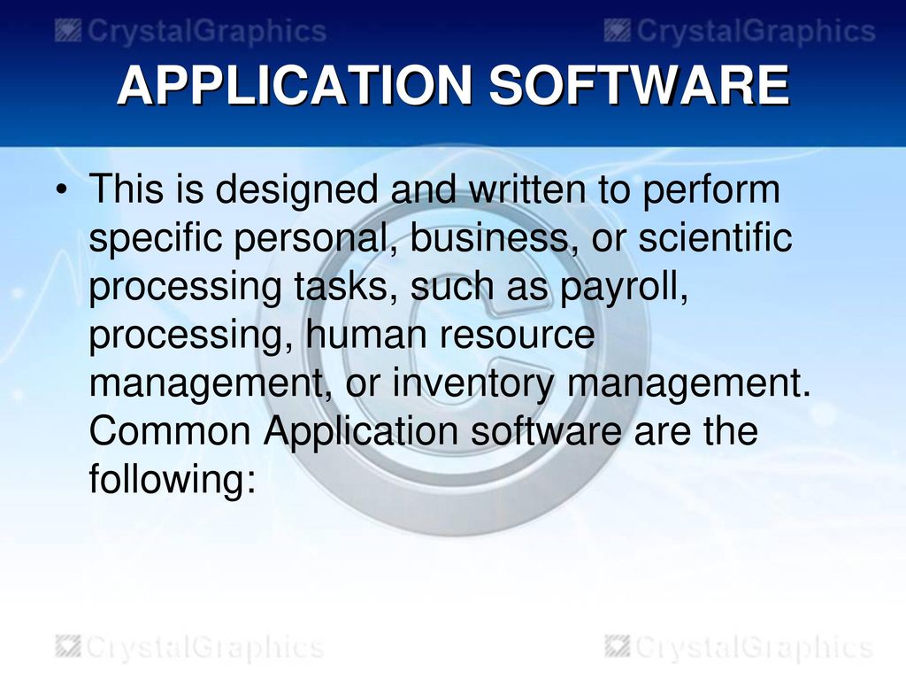 APPLICATION SOFTWARE
