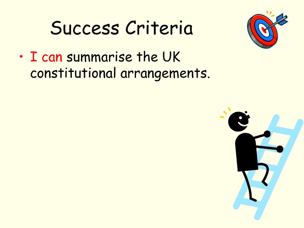 Success Criteria I can summarise the UK constitutional arrangements.