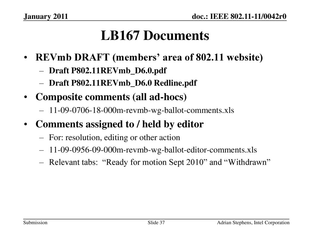 LB167 Documents REVmb DRAFT (members’ area of website)