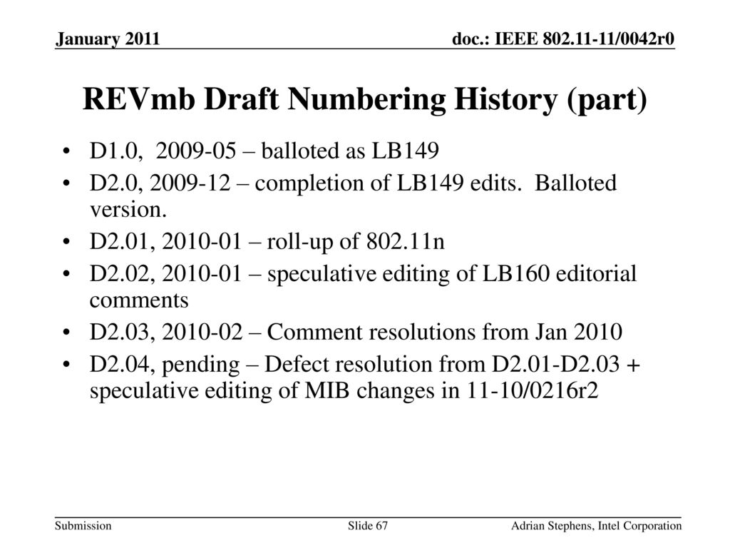 REVmb Draft Numbering History (part)