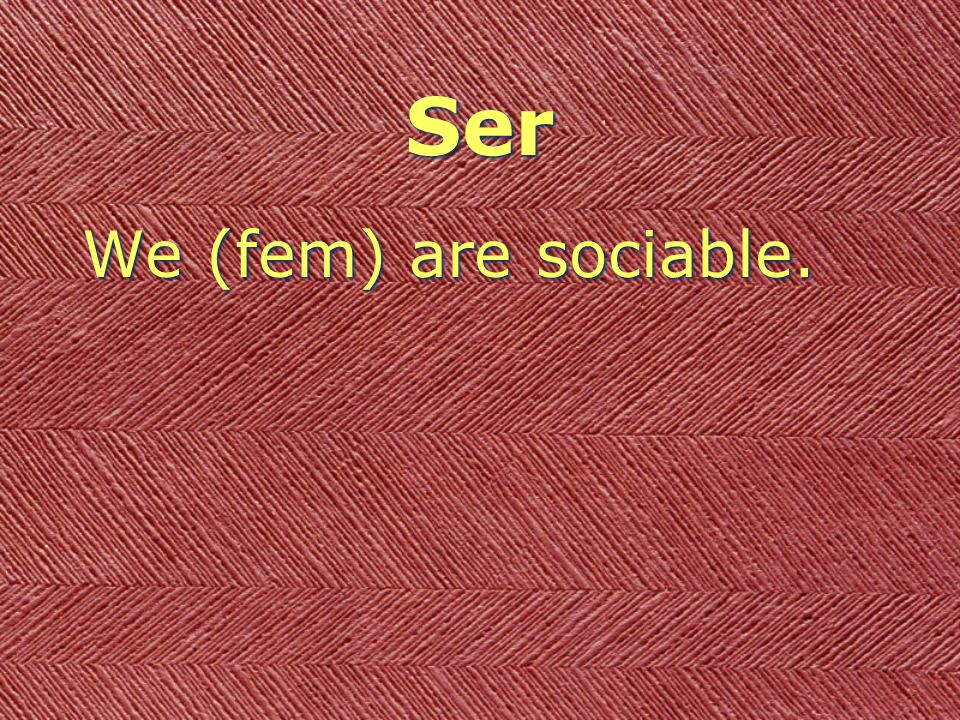 Ser We (fem) are sociable.
