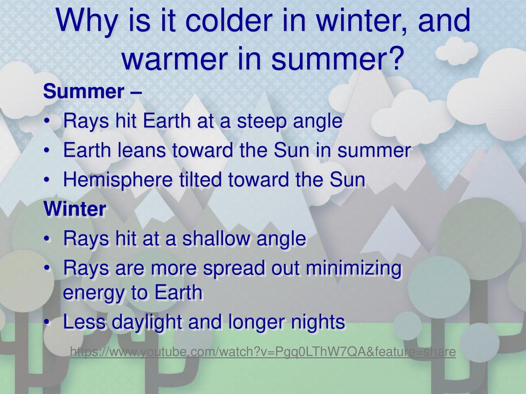 Why is it colder in winter, and warmer in summer