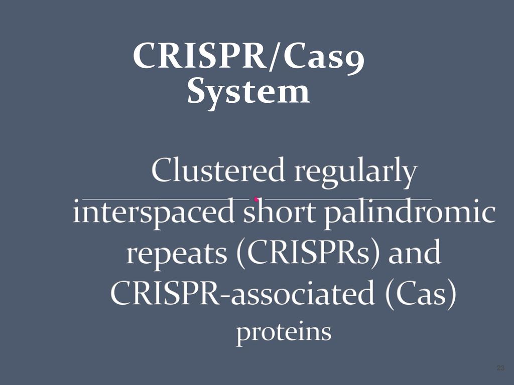 CRISPR/Cas9 System Clustered regularly interspaced short palindromic repeats (CRISPRs) and CRISPR-associated (Cas) proteins.