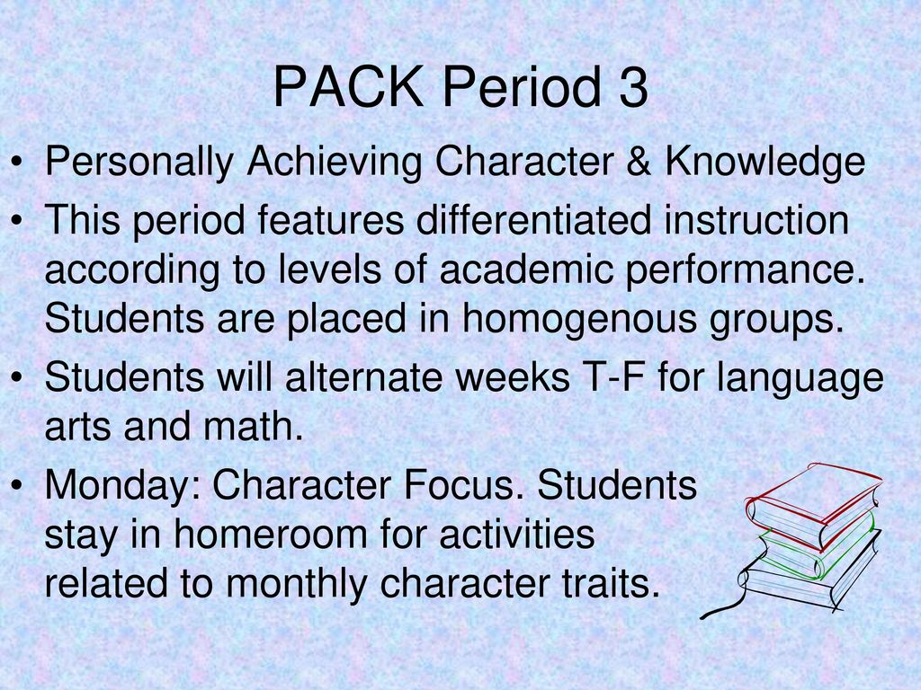 PACK Period 3 Personally Achieving Character & Knowledge
