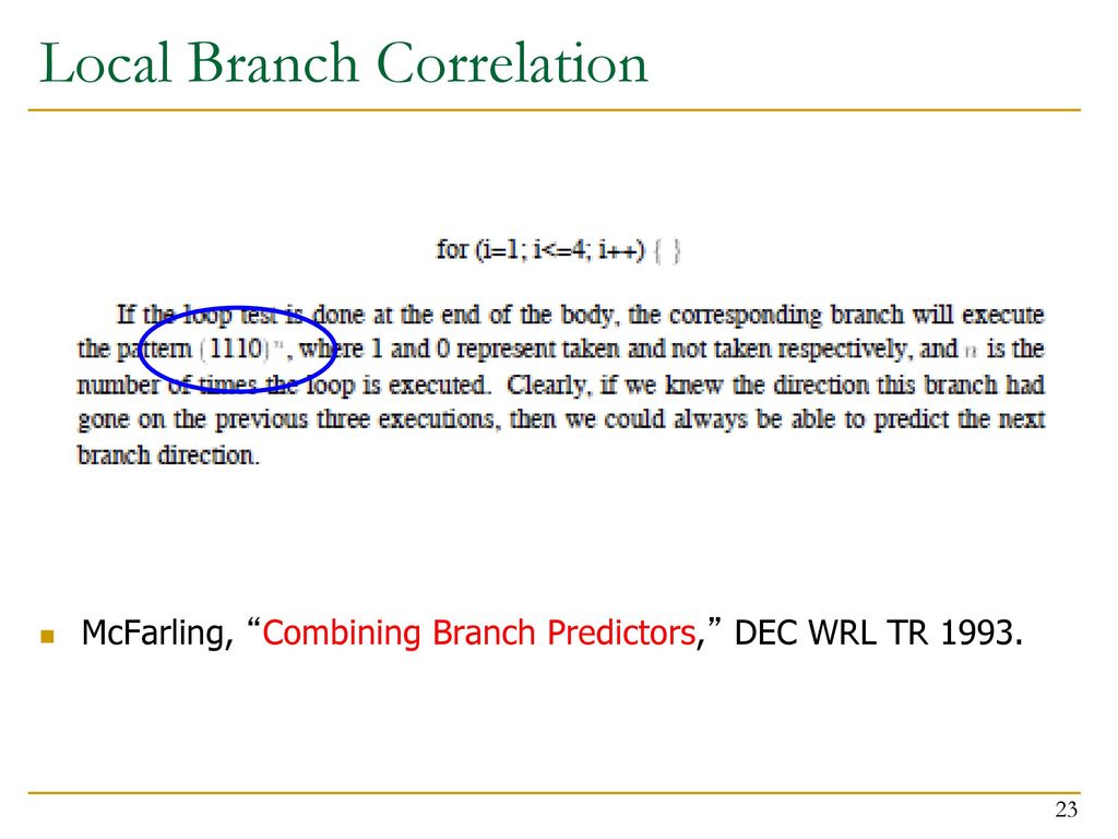 Local Branch Correlation