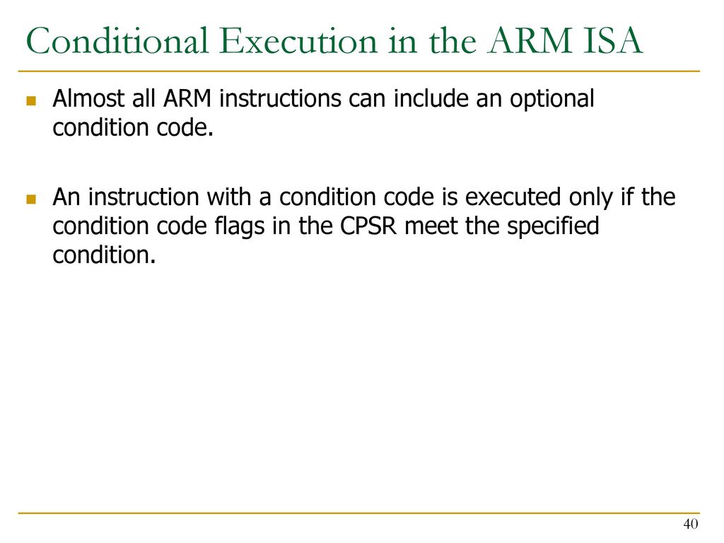 Conditional Execution in the ARM ISA