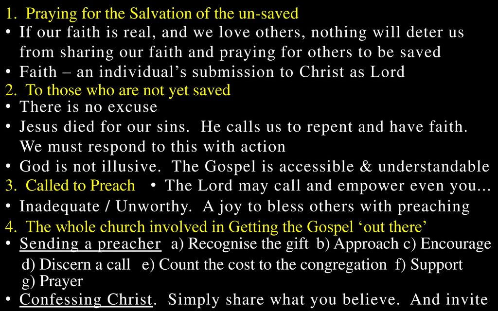 1. Praying for the Salvation of the un-saved