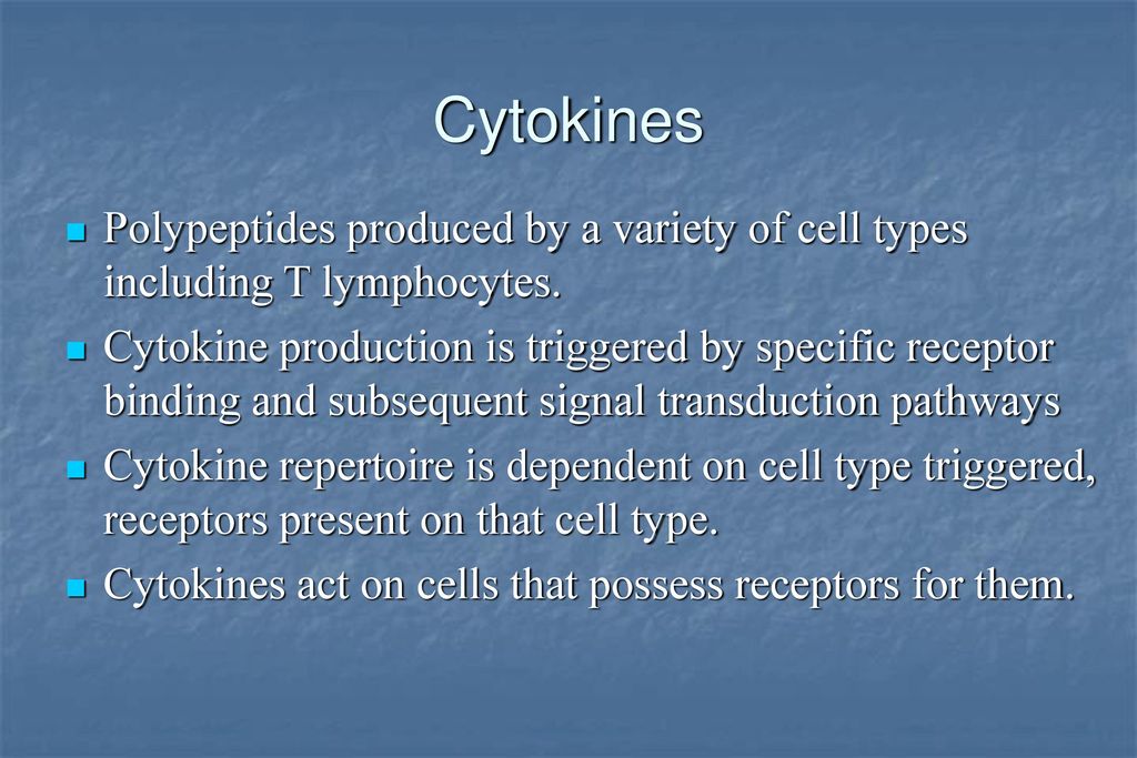 Cytokines Polypeptides produced by a variety of cell types including T lymphocytes.