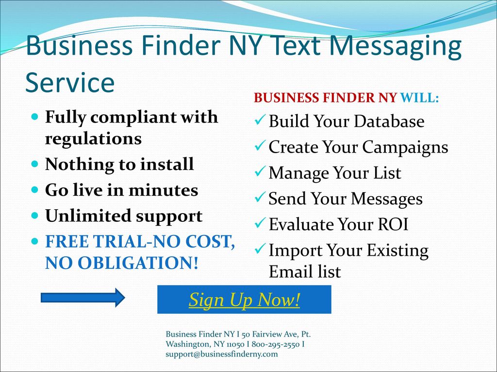 Business Finder NY Text Messaging Service