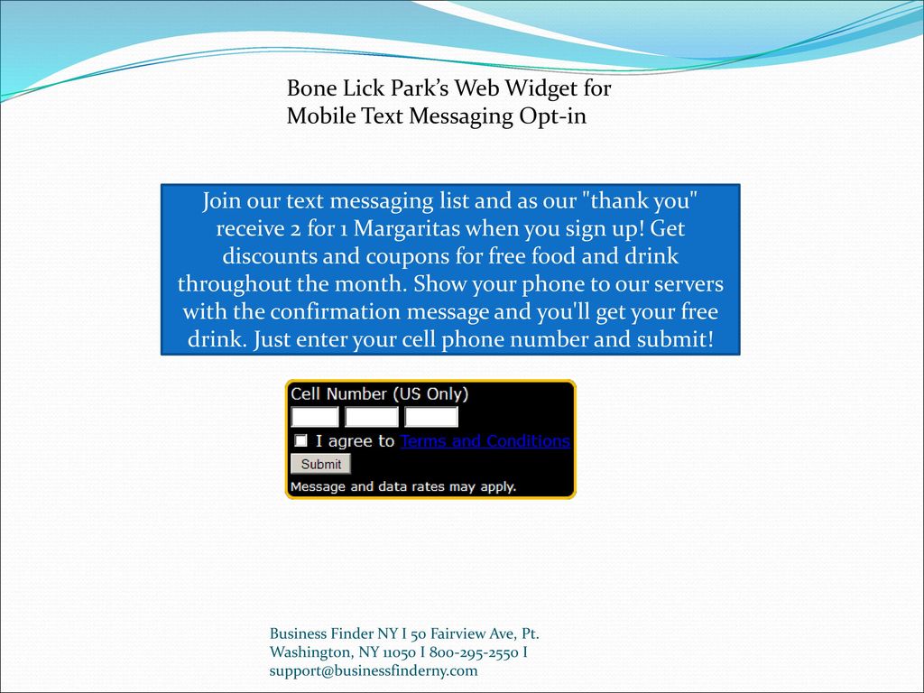 Bone Lick Park’s Web Widget for Mobile Text Messaging Opt-in