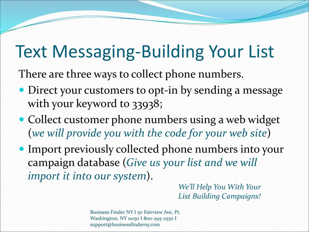 Text Messaging-Building Your List