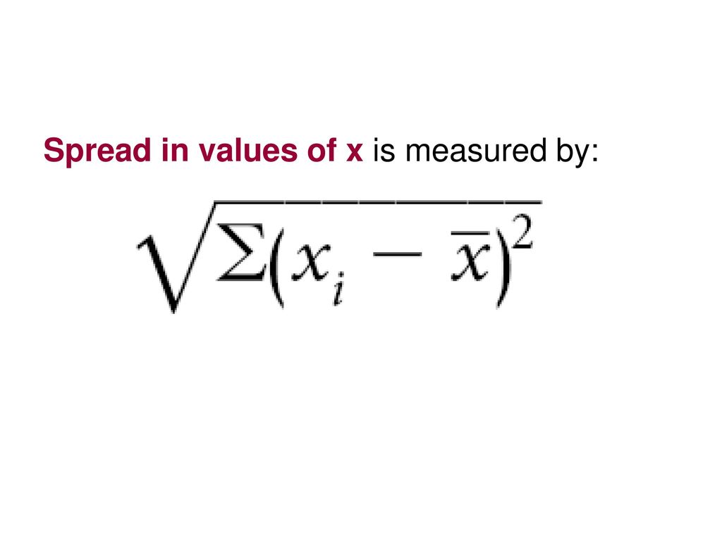 Spread in values of x is measured by: