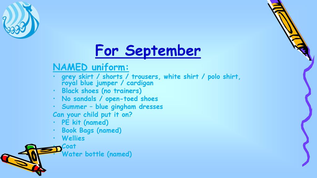 For September NAMED uniform: