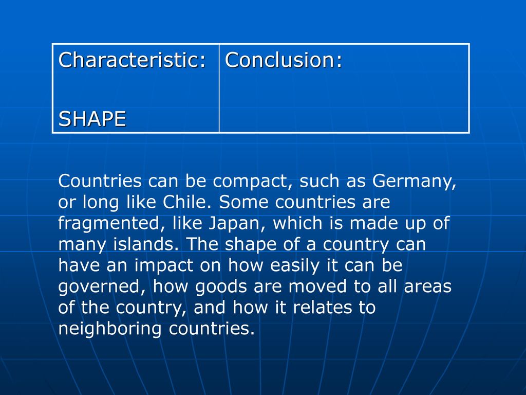 Characteristic: SHAPE Conclusion: