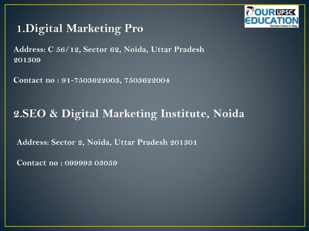 2.SEO & Digital Marketing Institute, Noida