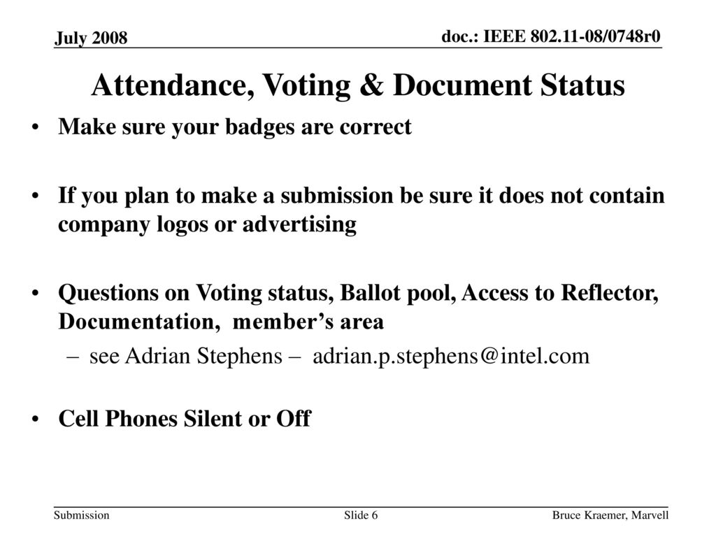 Attendance, Voting & Document Status