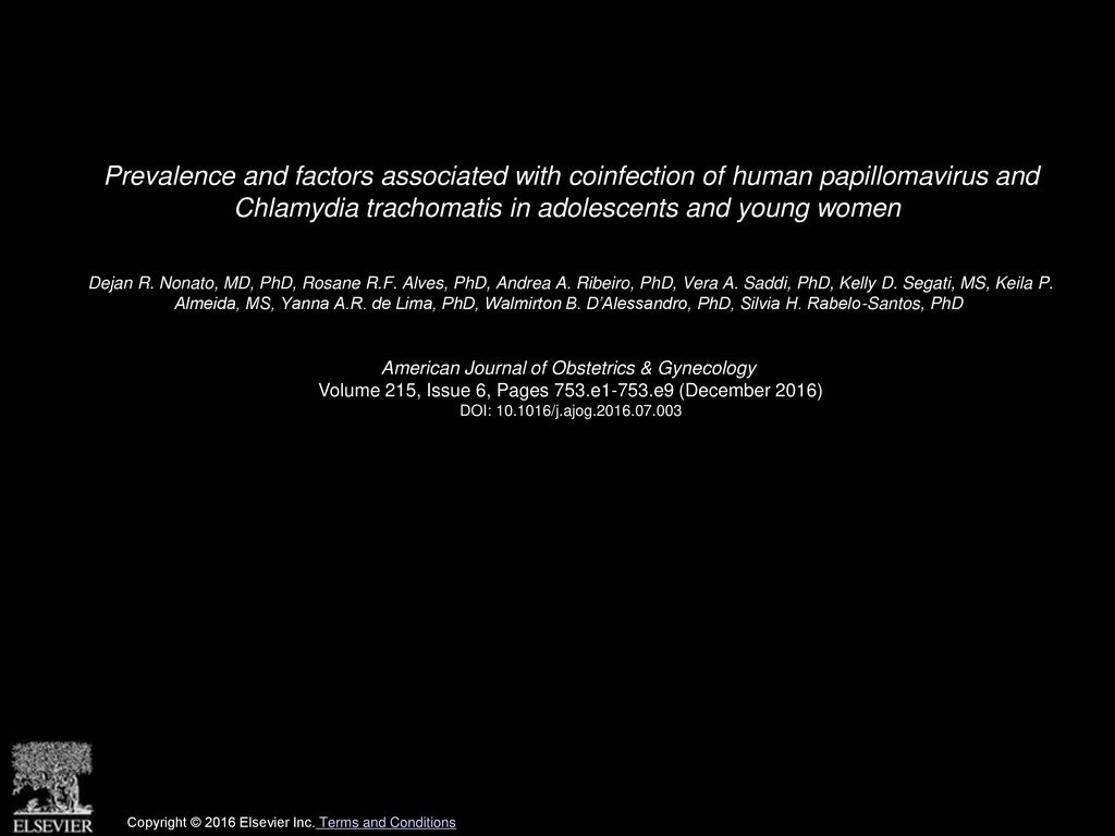 Prevalence and factors associated with coinfection of human papillomavirus and Chlamydia trachomatis in adolescents and young women
